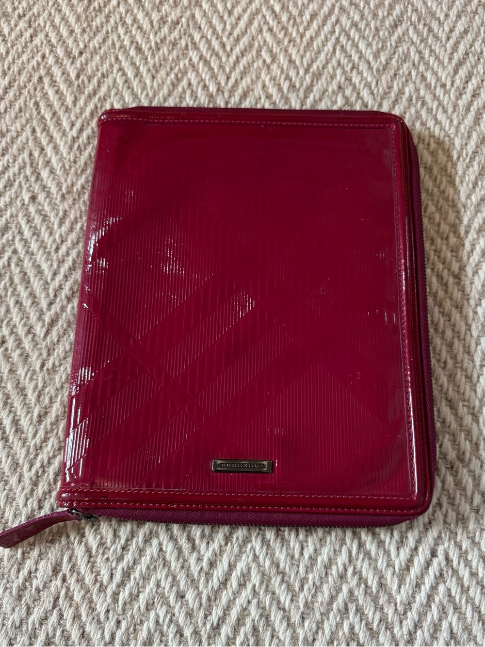 Burberry Raspberry Patent Leather Tablet Zip Cover Case